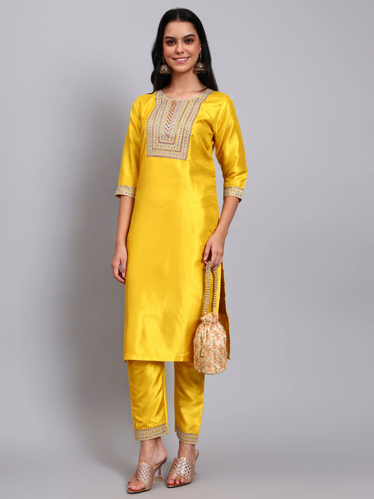 Yellow Embroidered Kurta Set