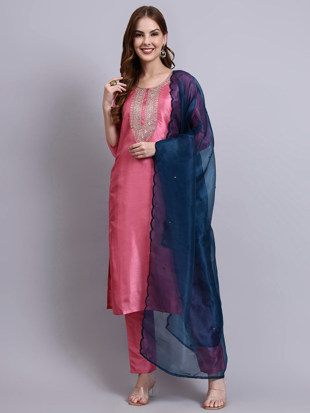 Embroidered Kurti Set with Dupatta