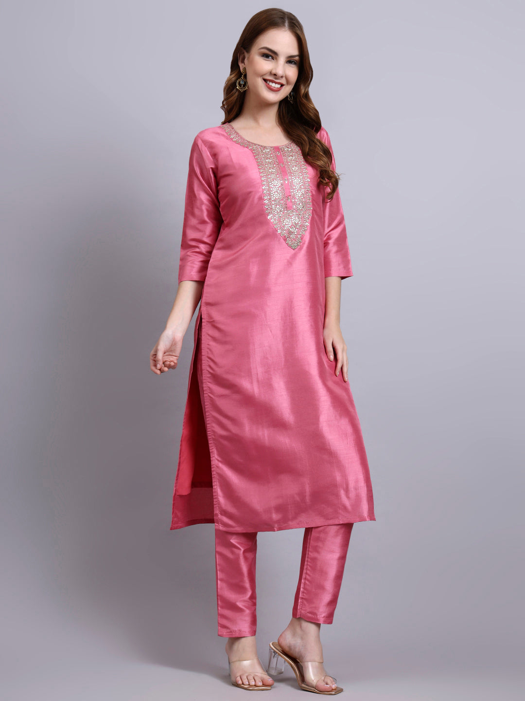 Embroidered Kurti Set with Dupatta