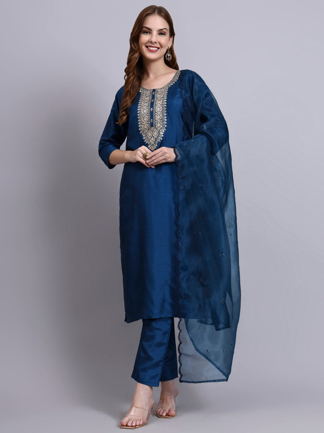 Embroidered Kurti Set with Dupatta