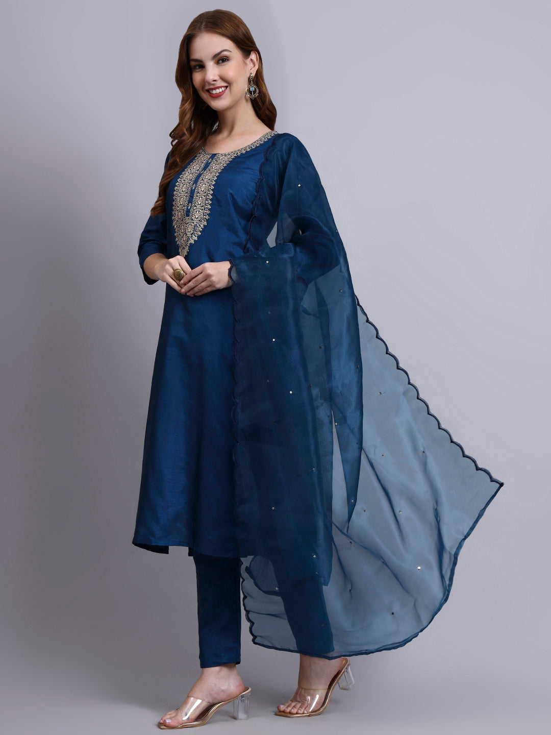 Embroidered Kurti Set with Dupatta