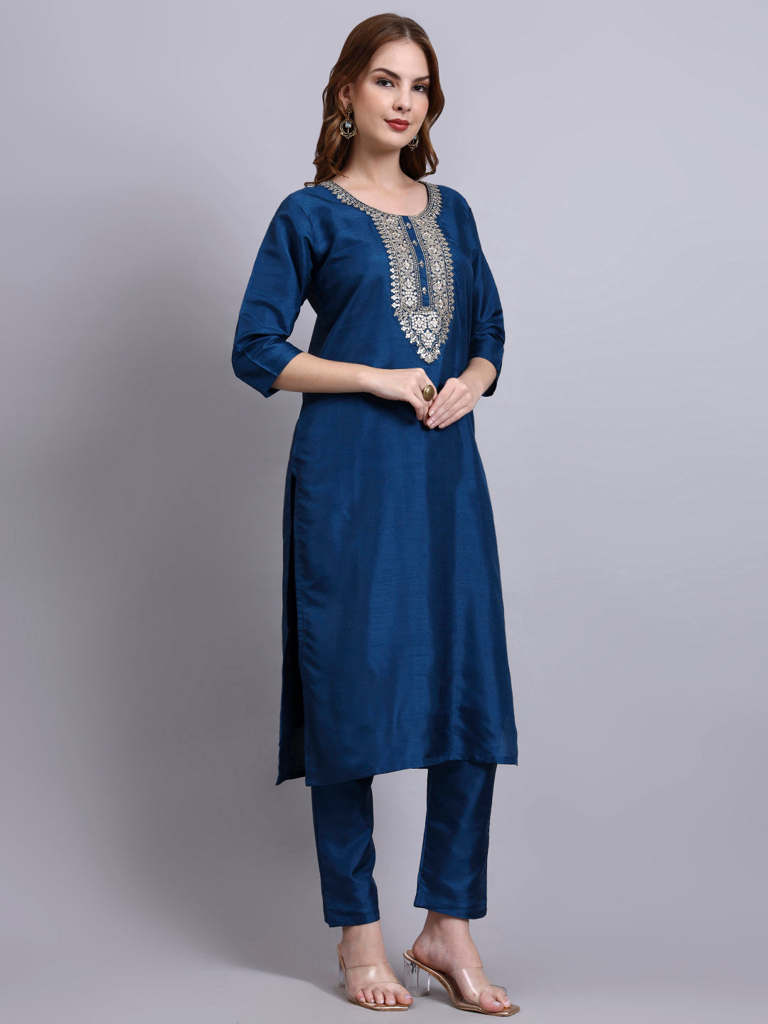 Embroidered Kurti Set with Dupatta