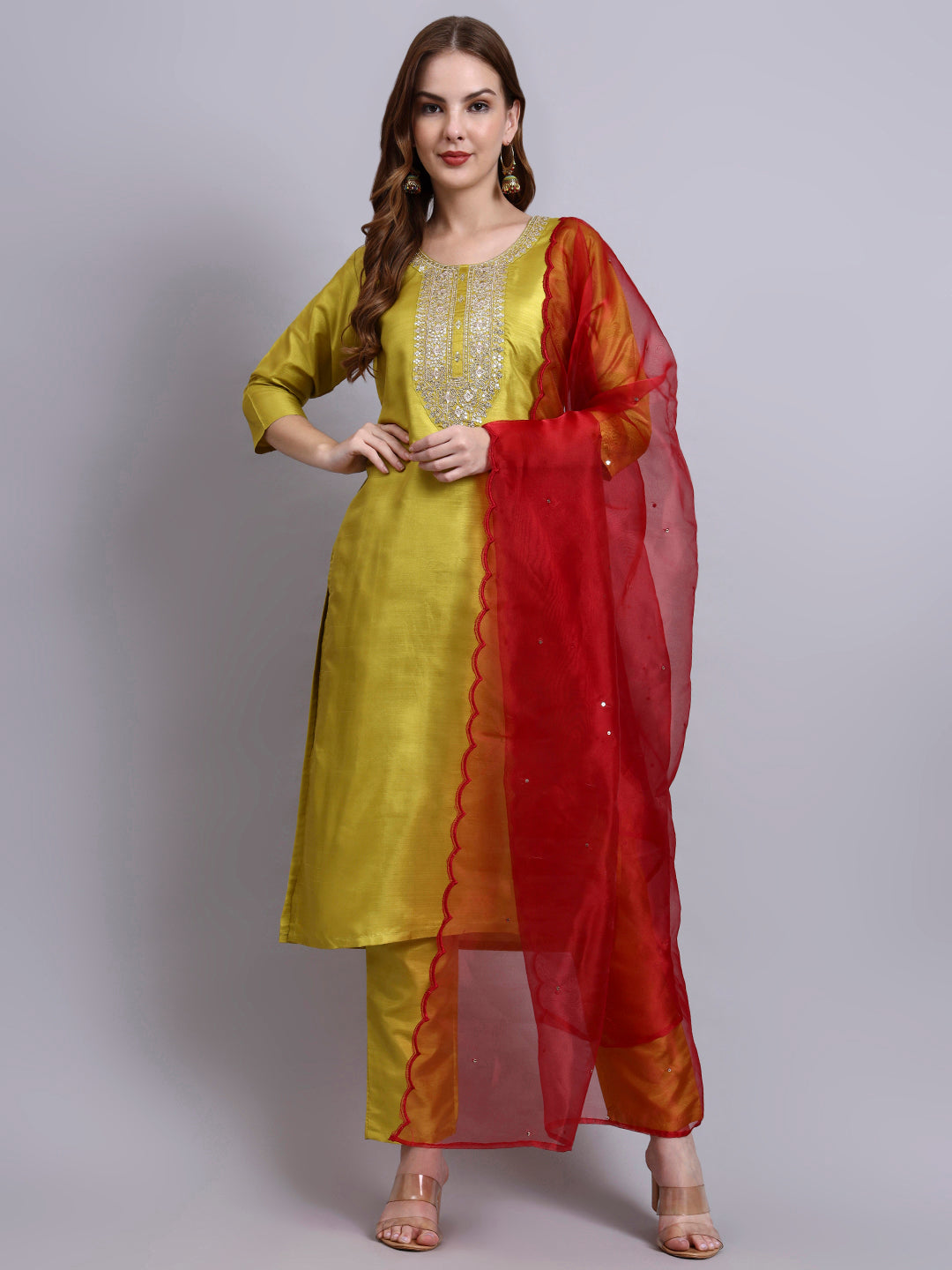 Embroidered Kurti Set with Dupatta