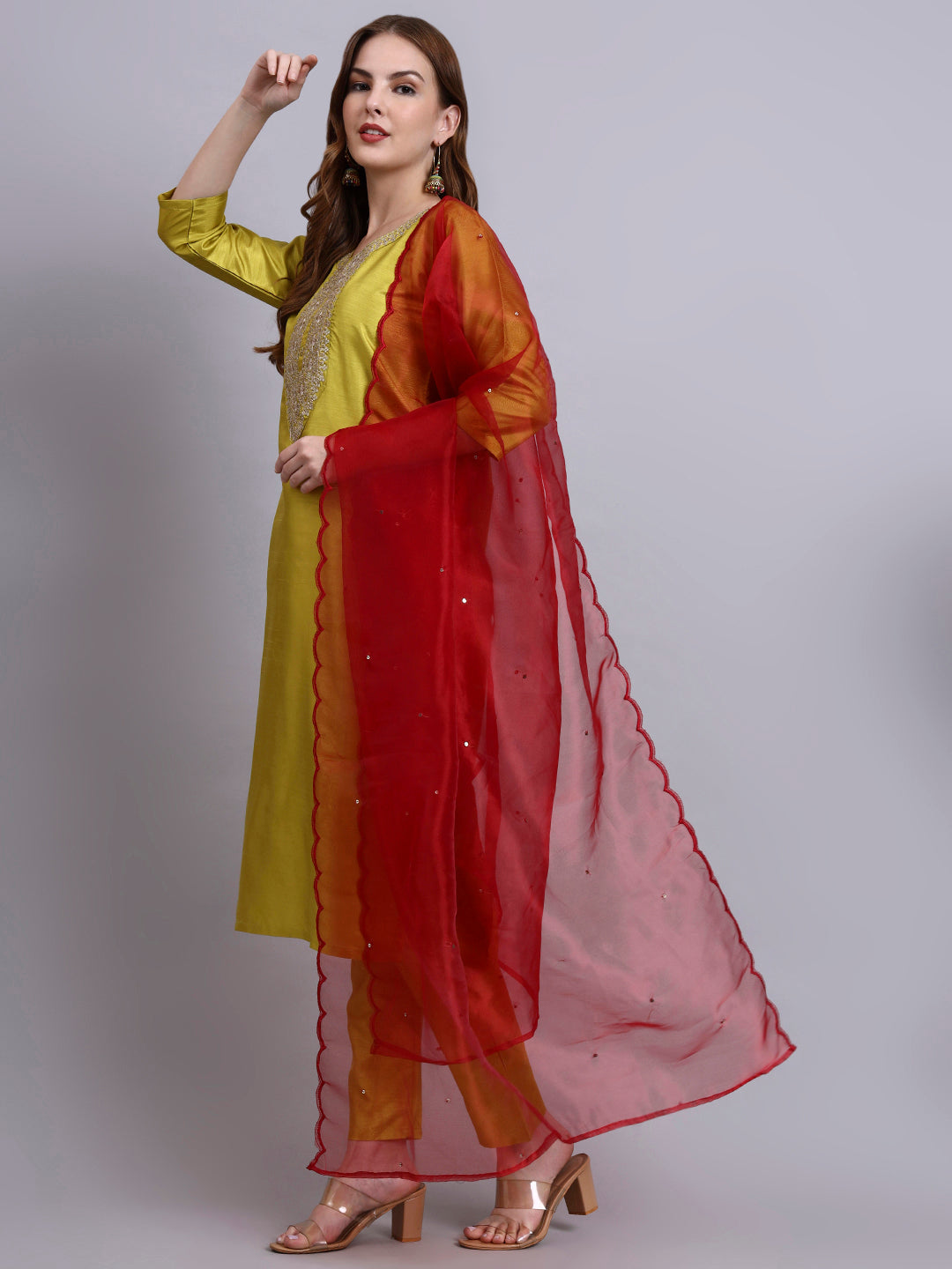Embroidered Kurti Set with Dupatta