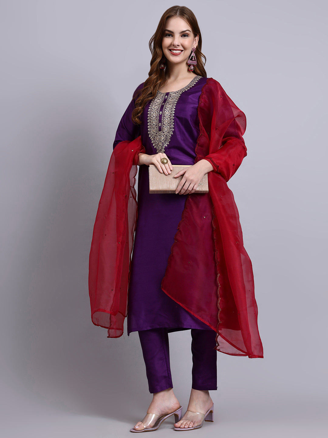 Embroidered Kurti Set with Dupatta