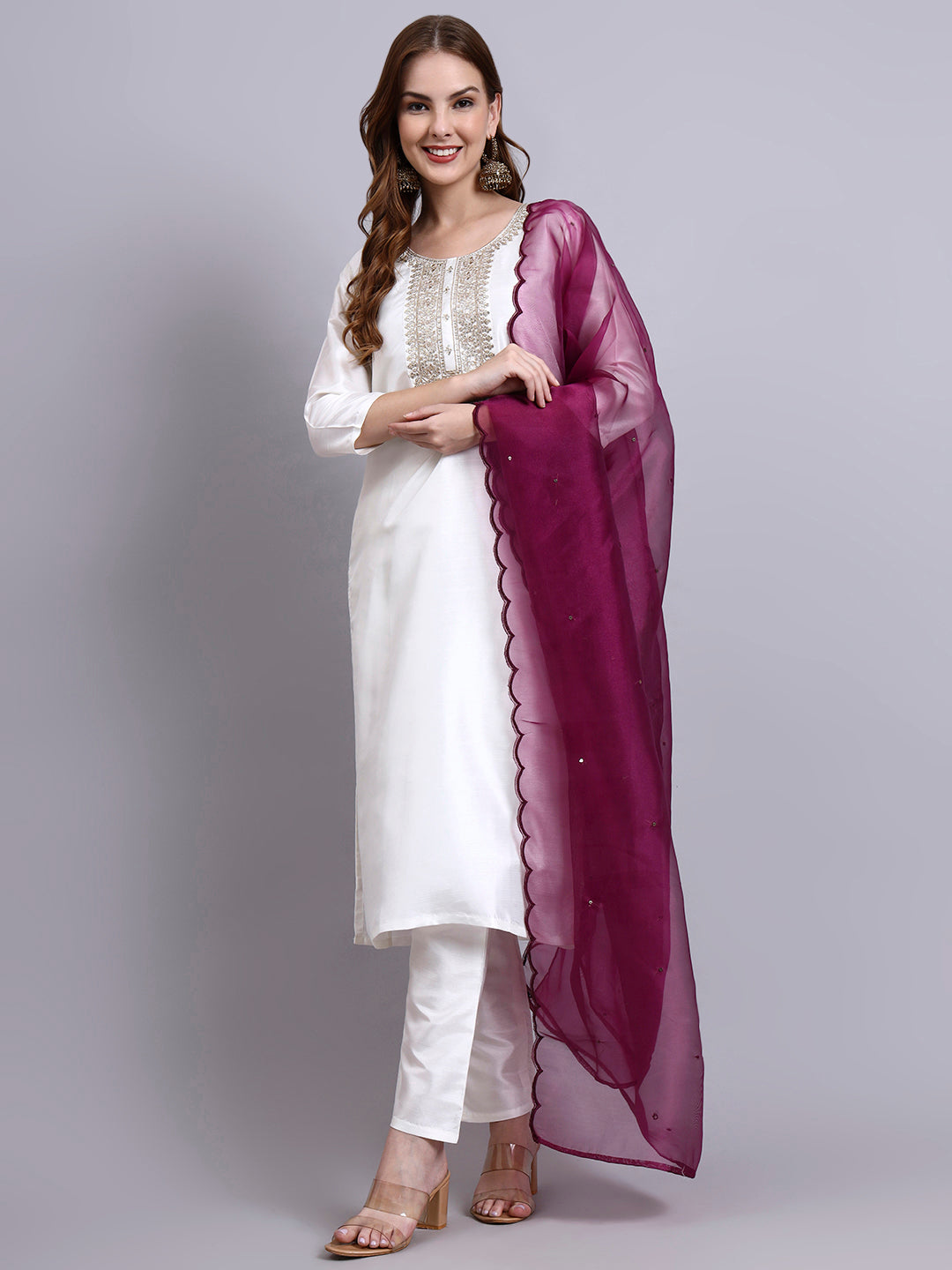 Embroidered Kurti Set with Dupatta