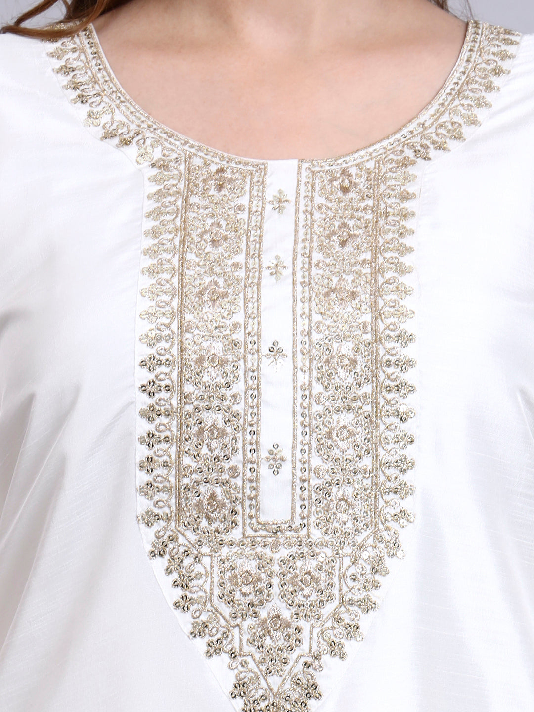 White Embroidered Kurti Set with Dupatta