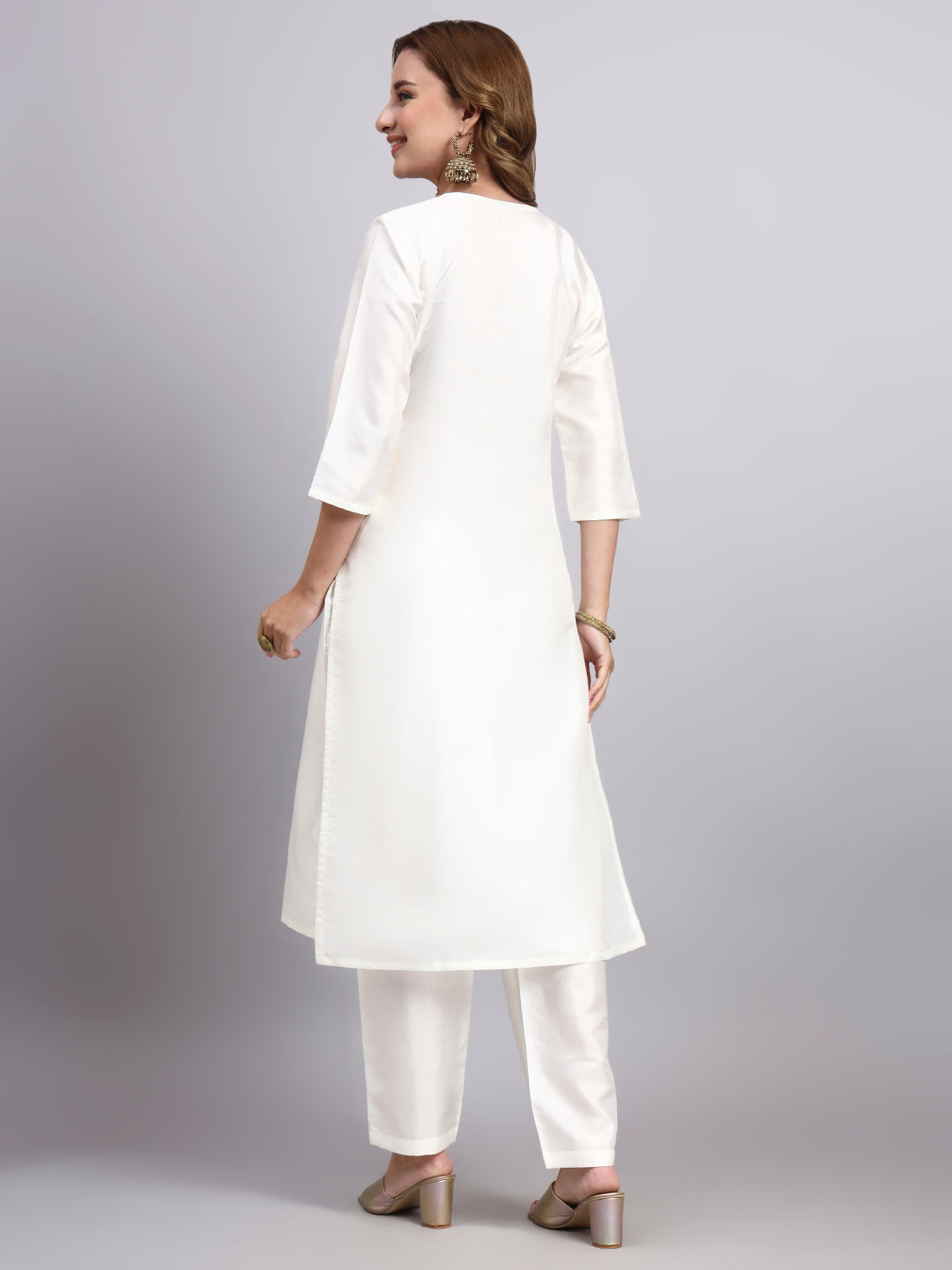 Ivory Embroidered Kurti Set