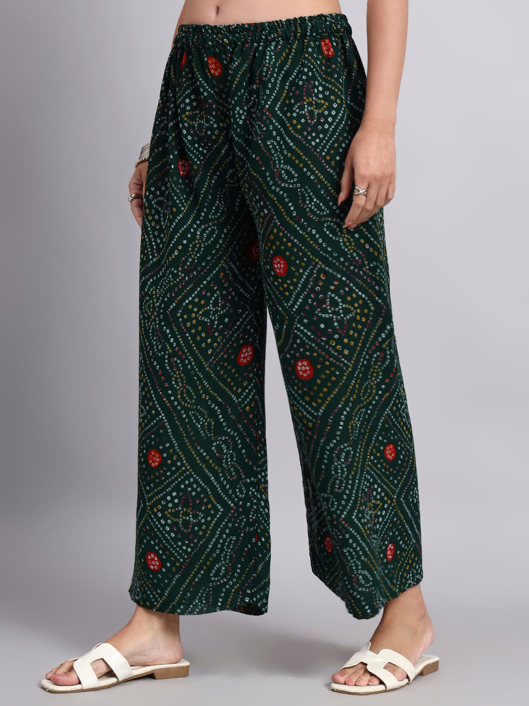 Women’s Green Printed Palazzo Pants