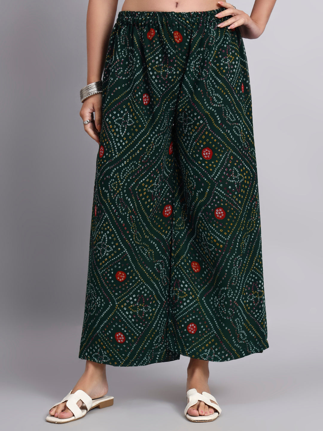 Women’s Green Printed Palazzo Pants