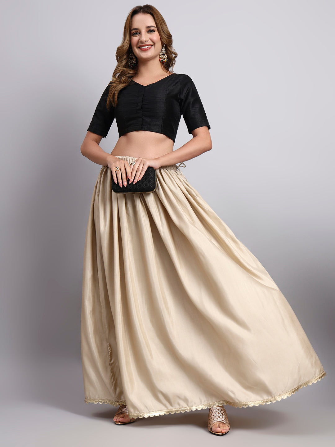 Beige Flared Skirt