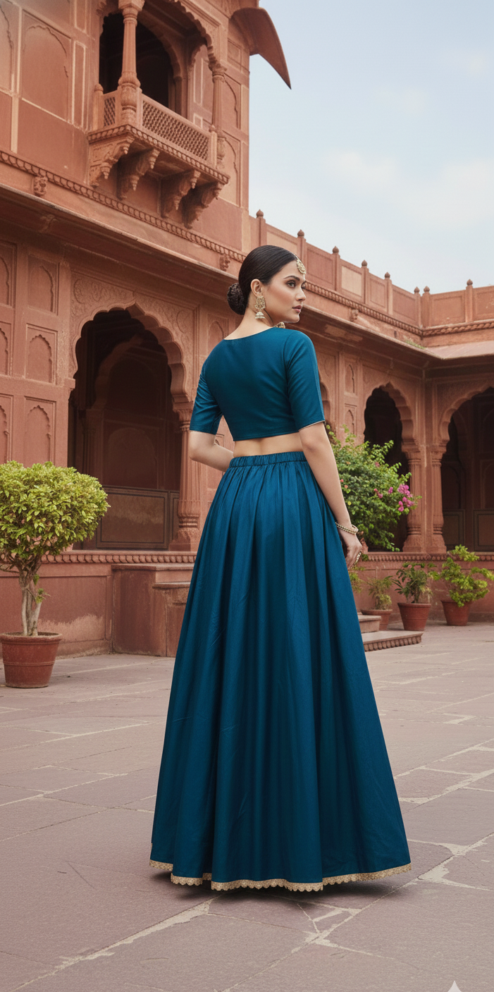 Navy Blue Flowy Maxi Skirt