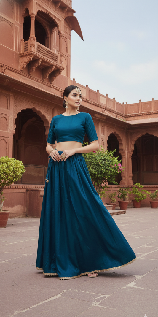 Navy Blue Flowy Maxi Skirt