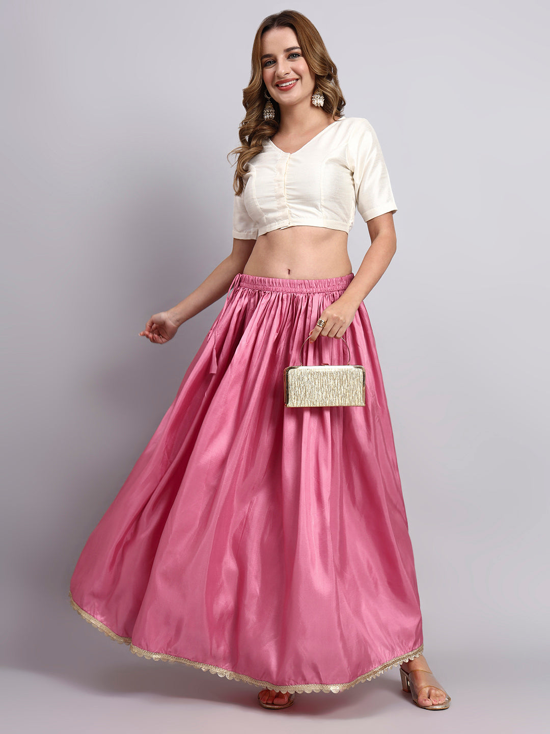 Pink Flared Skirt