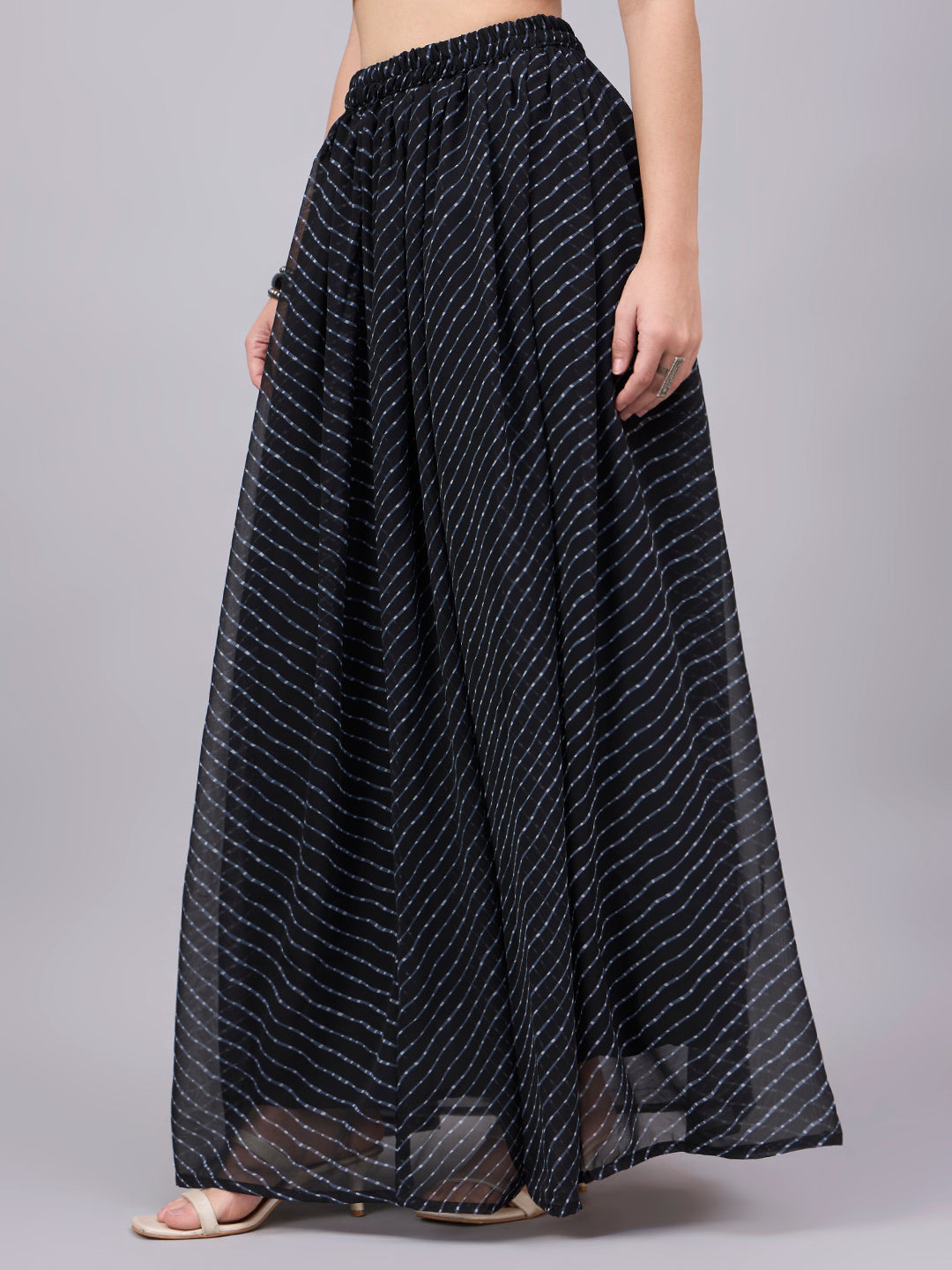 Black Leheriya Poly Georgette Maxi Skirt
