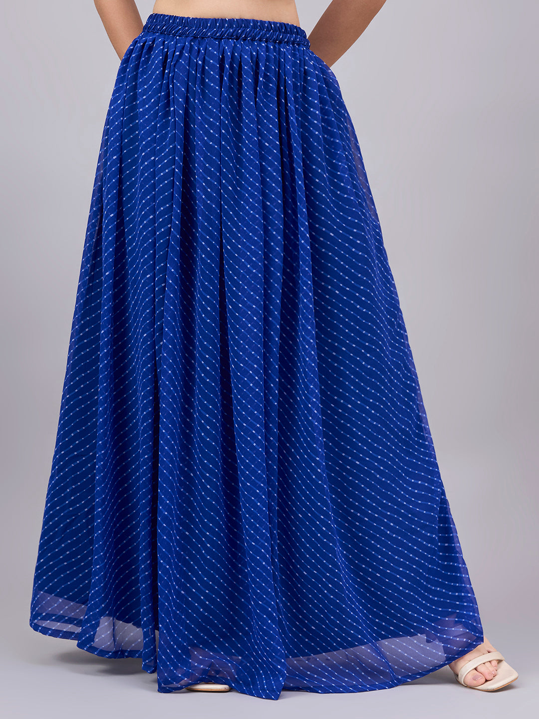 Rani Pink Leheriya Poly Georgette Maxi Skirt