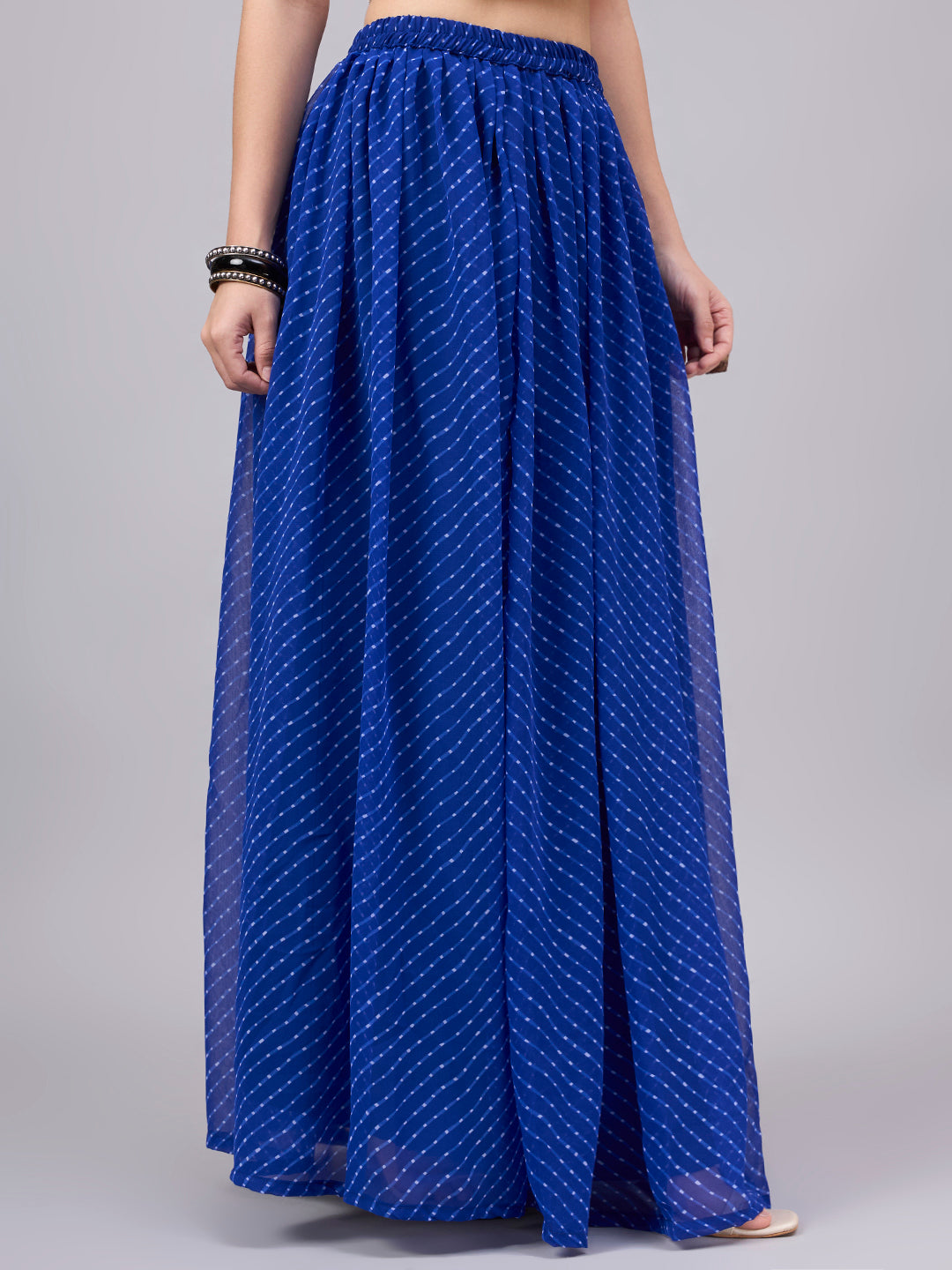 Rani Pink Leheriya Poly Georgette Maxi Skirt