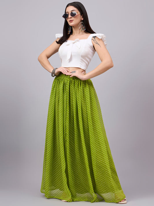 Parrot Leheriya Poly Georgette Maxi Skirt