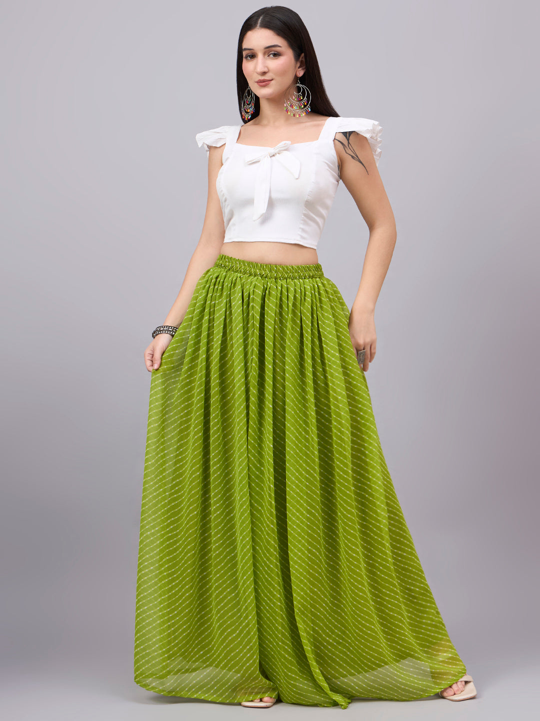 Parrot Leheriya Poly Georgette Maxi Skirt