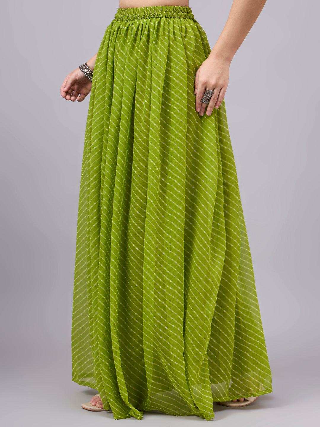 Parrot Leheriya Poly Georgette Maxi Skirt