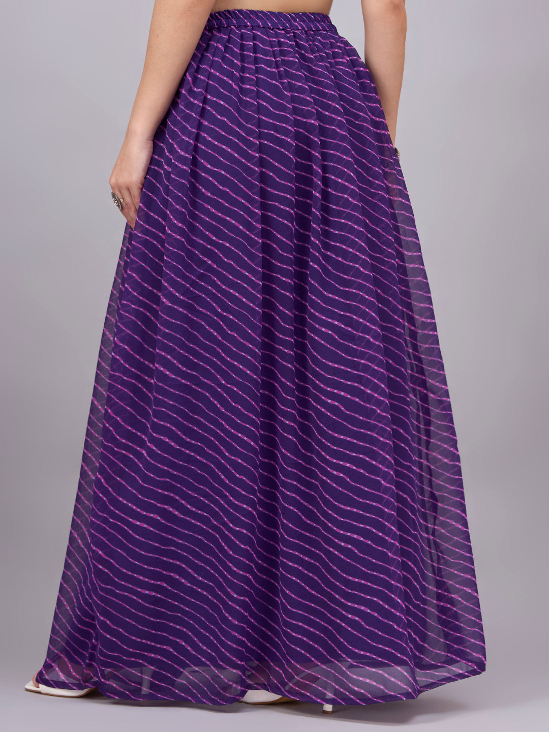 Purple Leheriya Poly Georgette Maxi Skirt