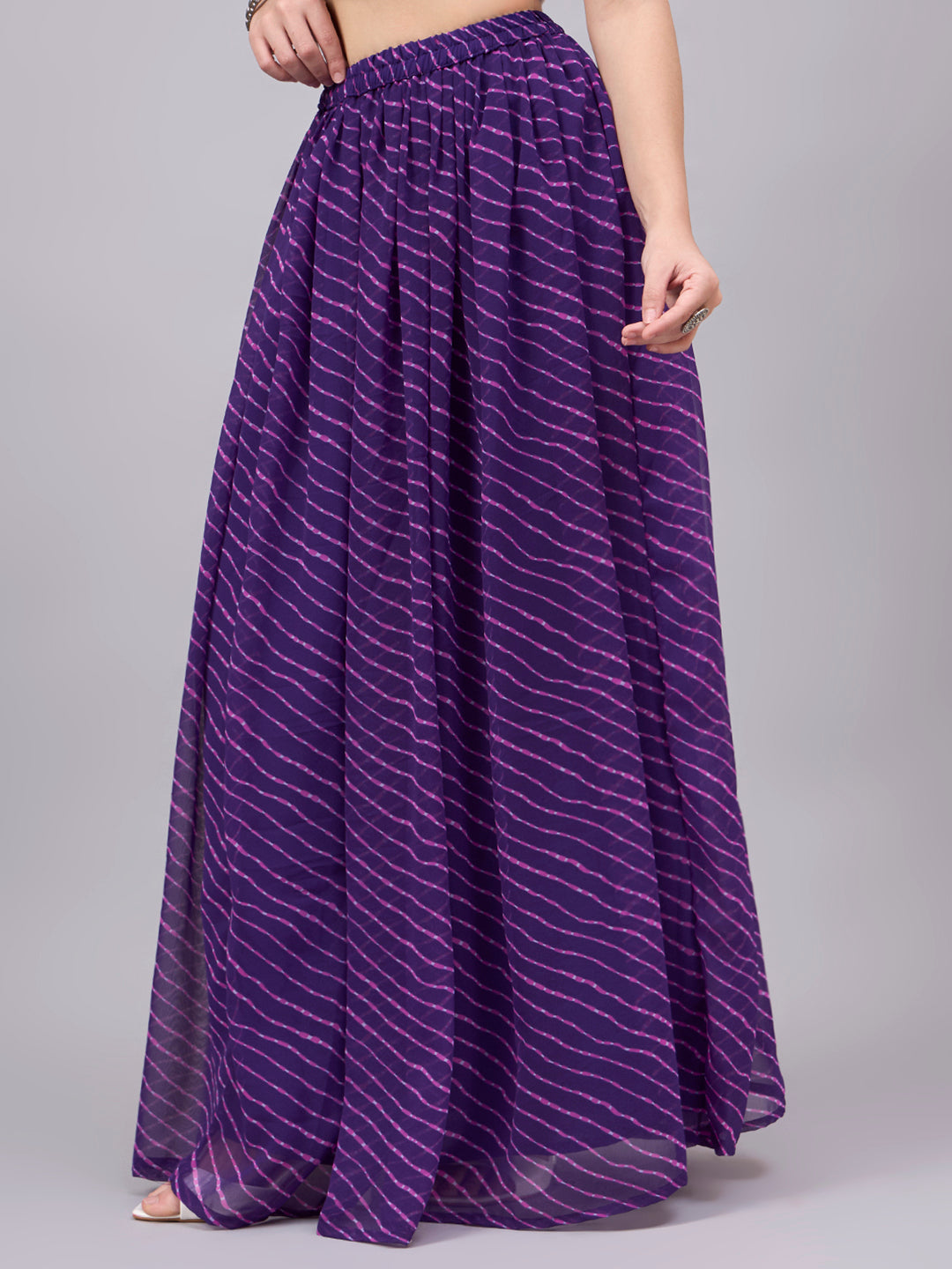 Purple Leheriya Poly Georgette Maxi Skirt