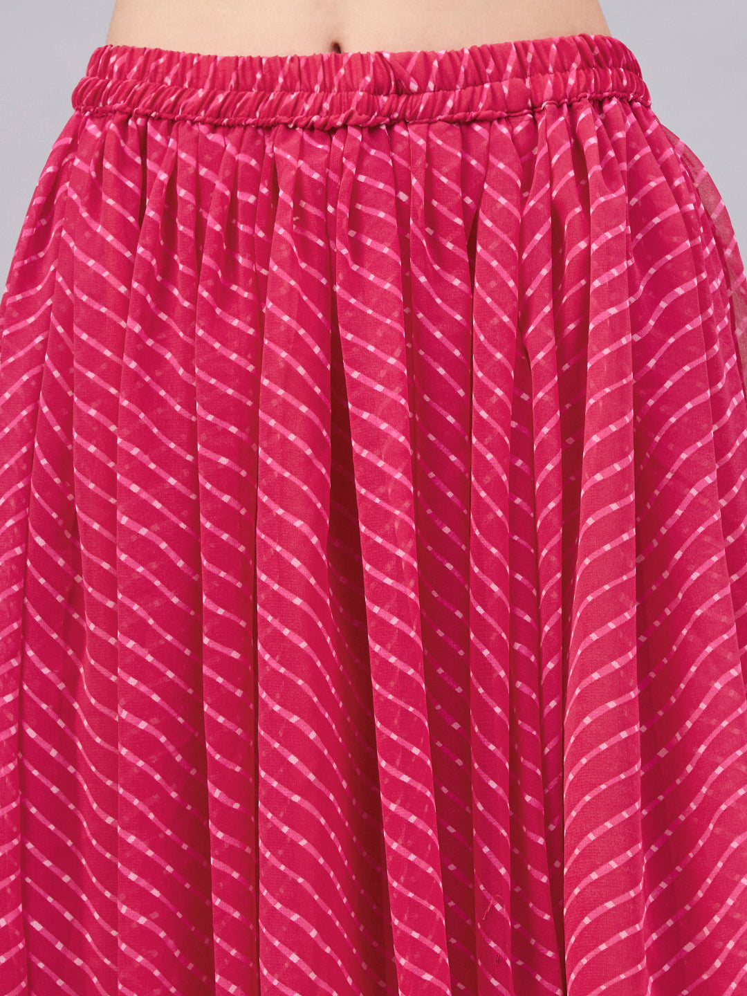 Rani Pink Leheriya Poly Georgette Maxi Skirt