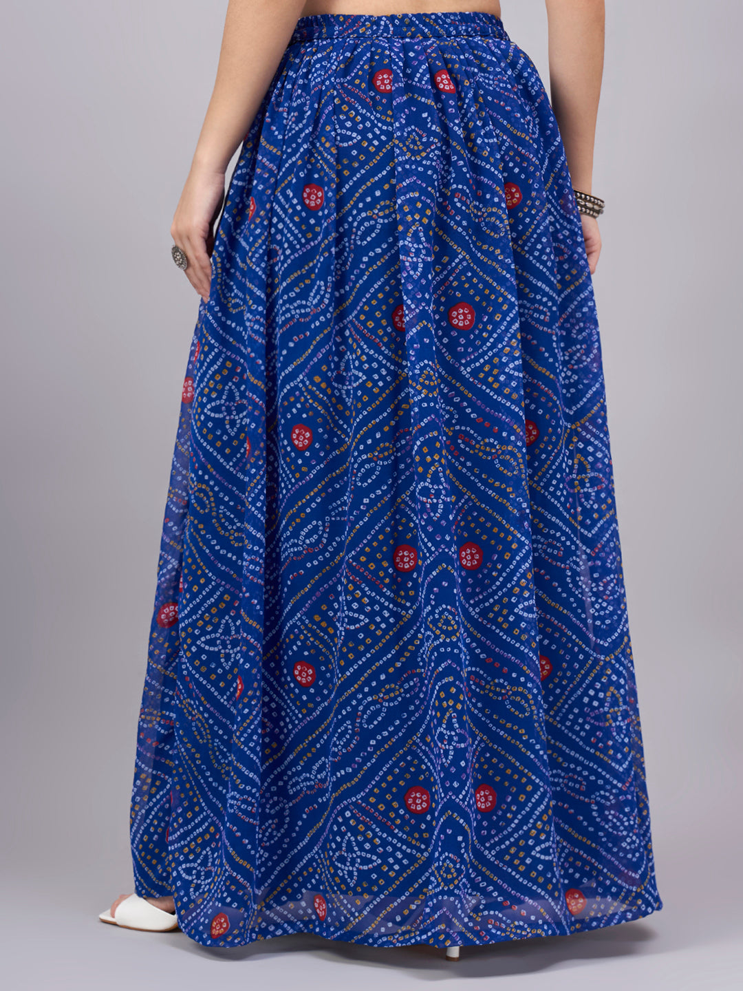 Royal Blue Bandhani Flowy Skirt
