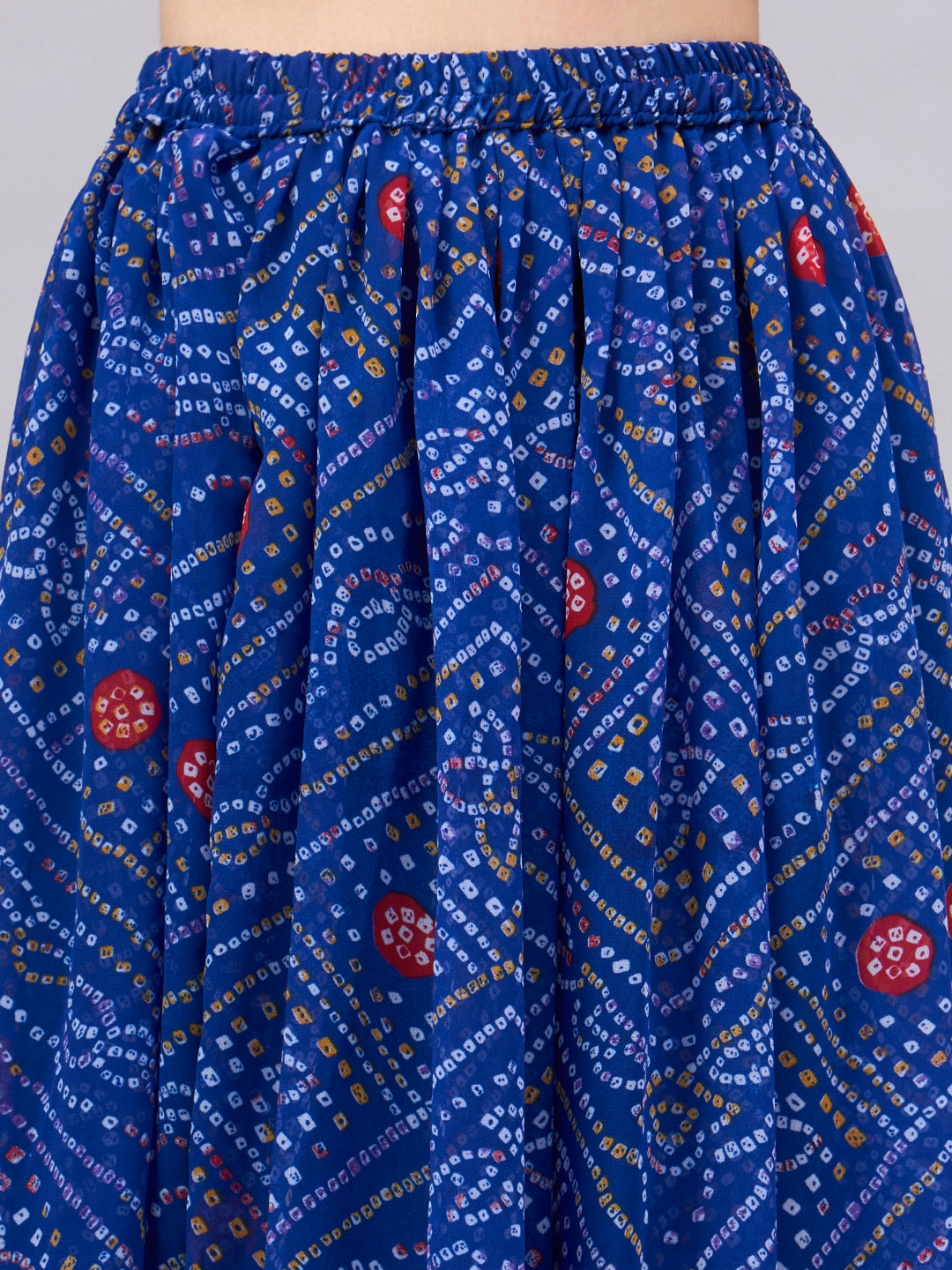 Royal Blue Bandhani Flowy Skirt