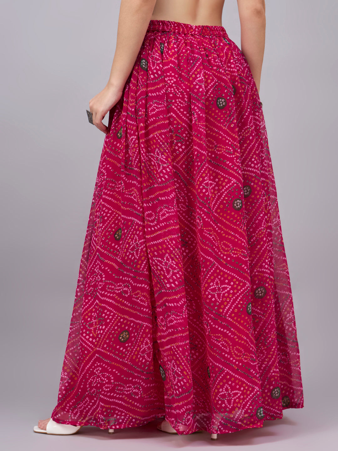 Rani  Bandhani Print Flowy Lehenga Skirt