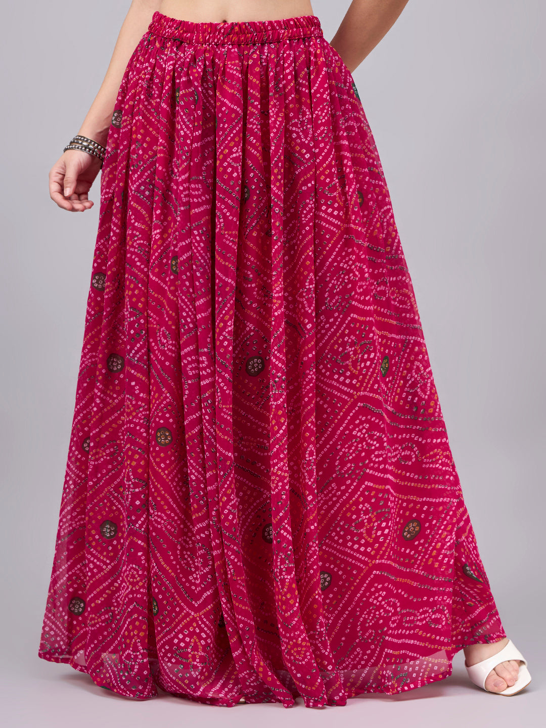 Rani  Bandhani Print Flowy Lehenga Skirt