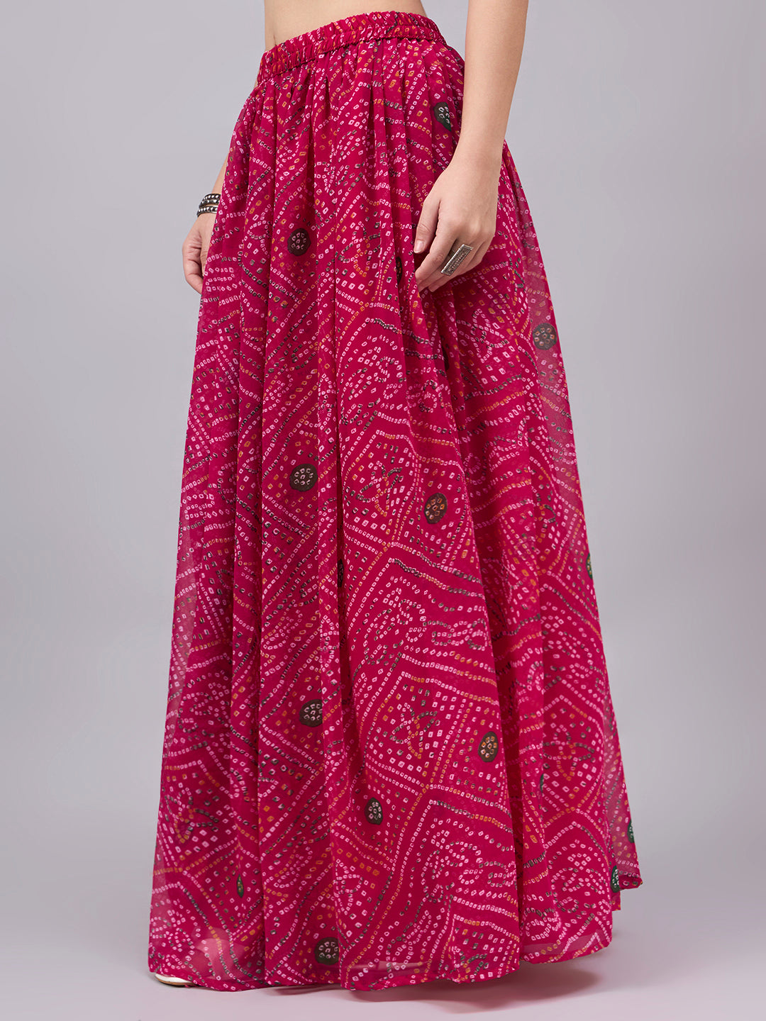 Rani  Bandhani Print Flowy Lehenga Skirt