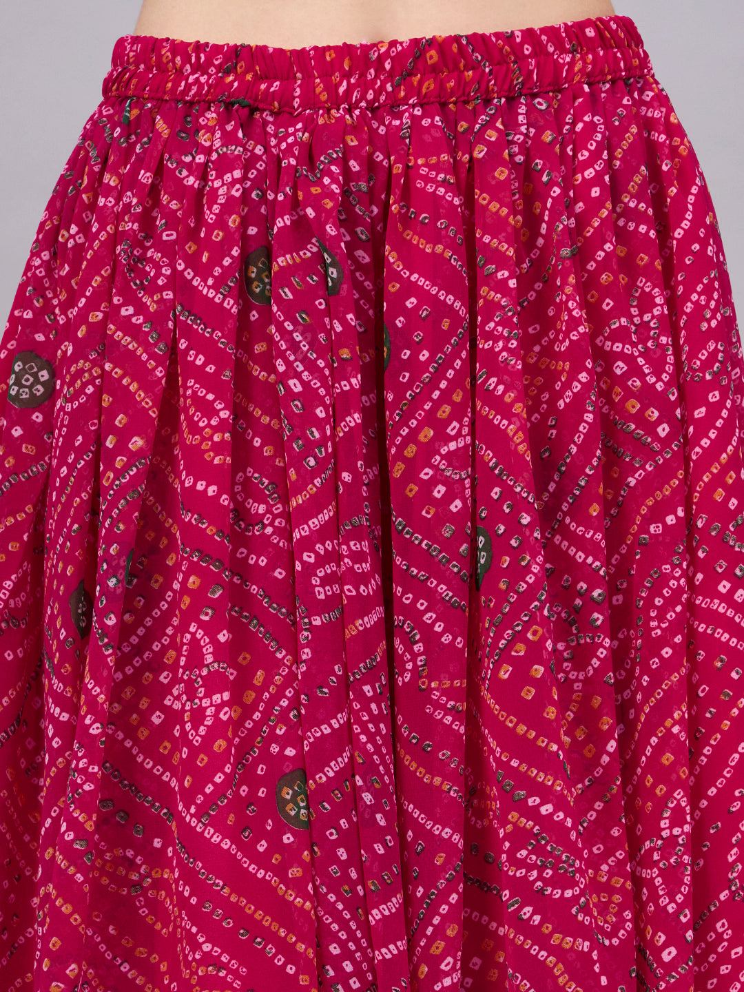 Rani  Bandhani Print Flowy Lehenga Skirt