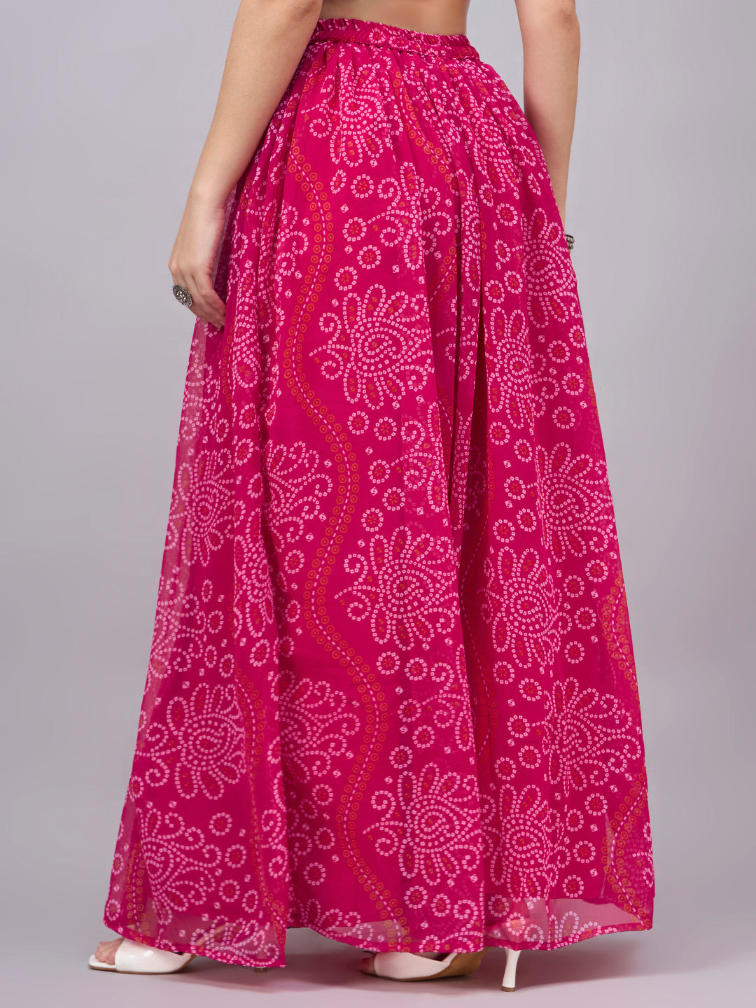 Rani Pink Bandhani Maxi Skirt