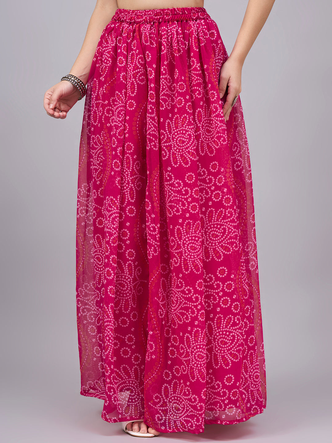 Rani Pink Bandhani Maxi Skirt