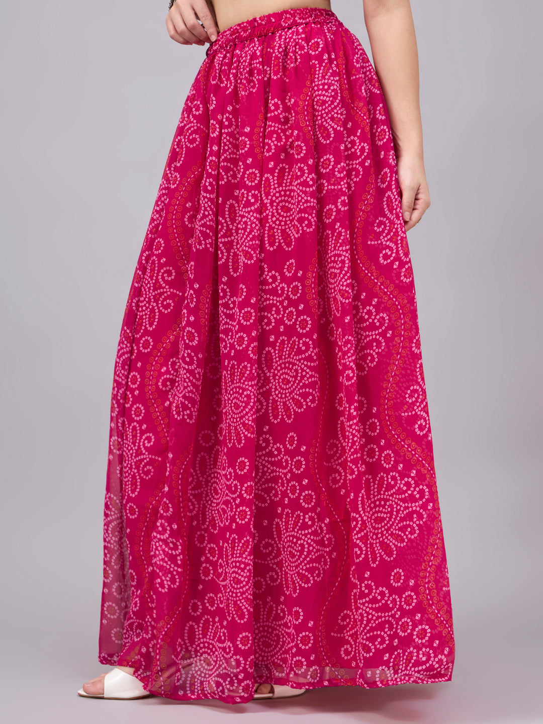 Rani Pink Bandhani Maxi Skirt