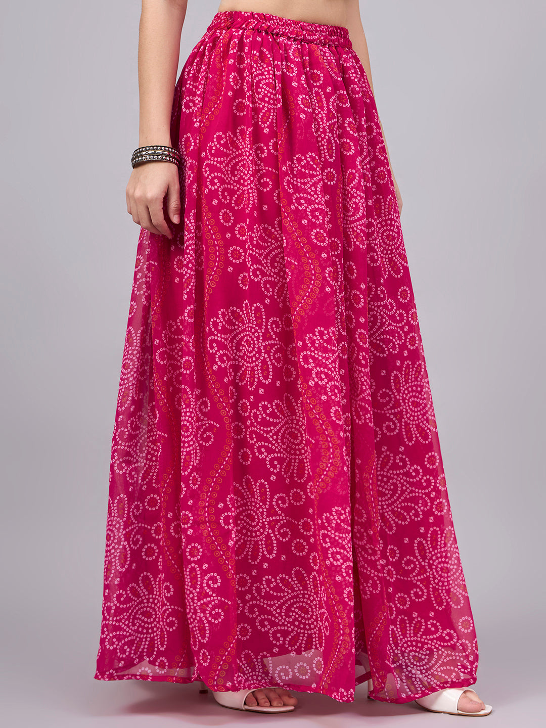 Rani Pink Bandhani Maxi Skirt