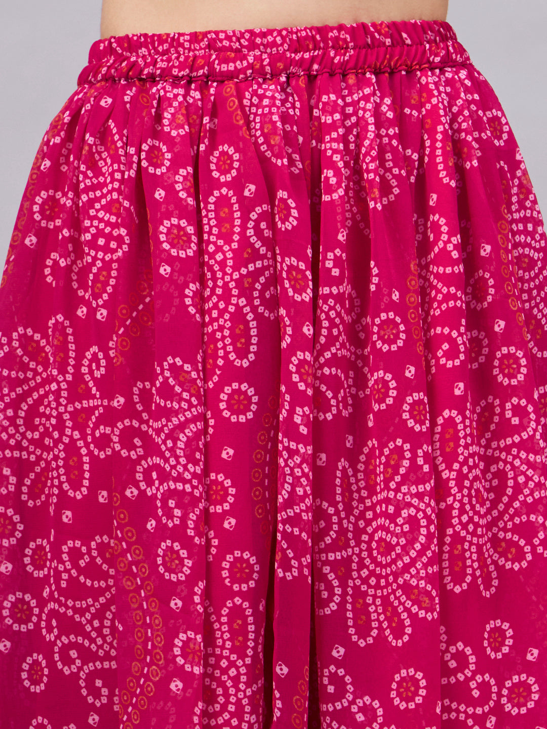Rani Pink Bandhani Maxi Skirt