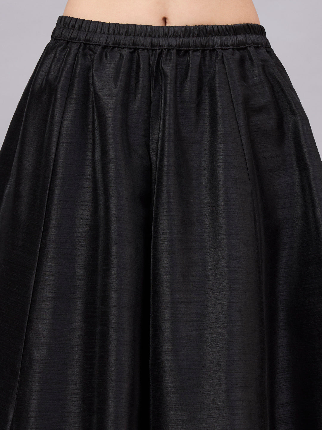 Black Embroidered Border Flowy Skirt