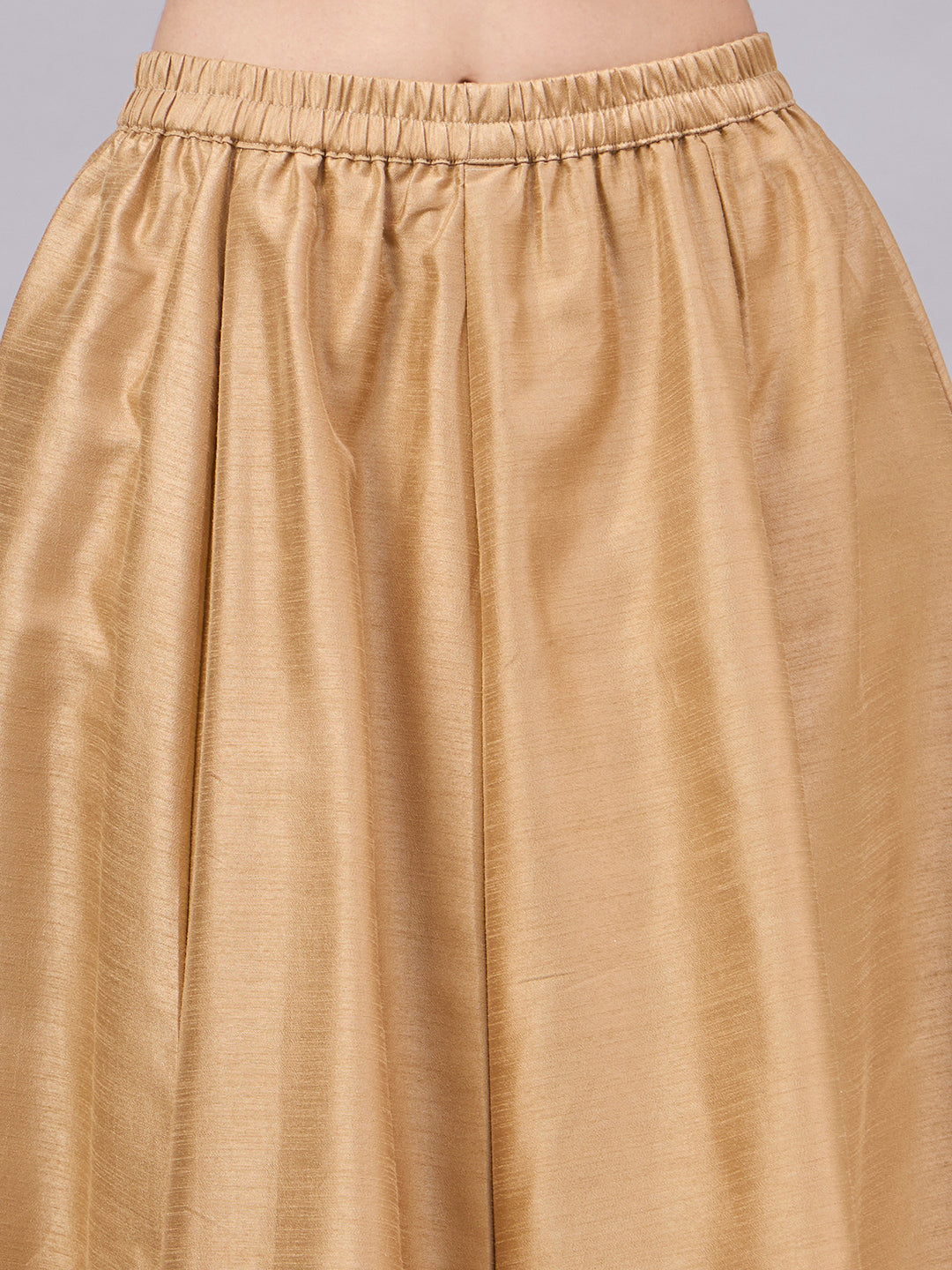 Khaki Embroidered Border Flowy Skirt